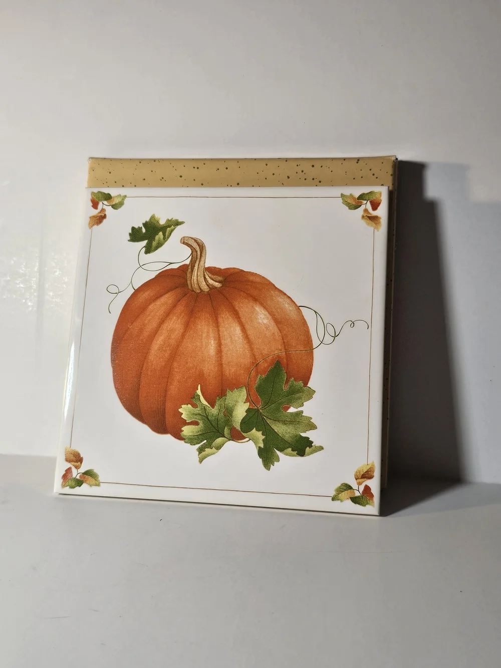 Avon 1984 Collectors Pumpkin Ceramic Trivet Tile Fall Harvest Thanksgiving Decor